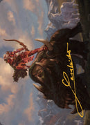 Tarjeta de arte Outrider de Meria (firma estampada en oro) [Serie de arte Dominaria United] 