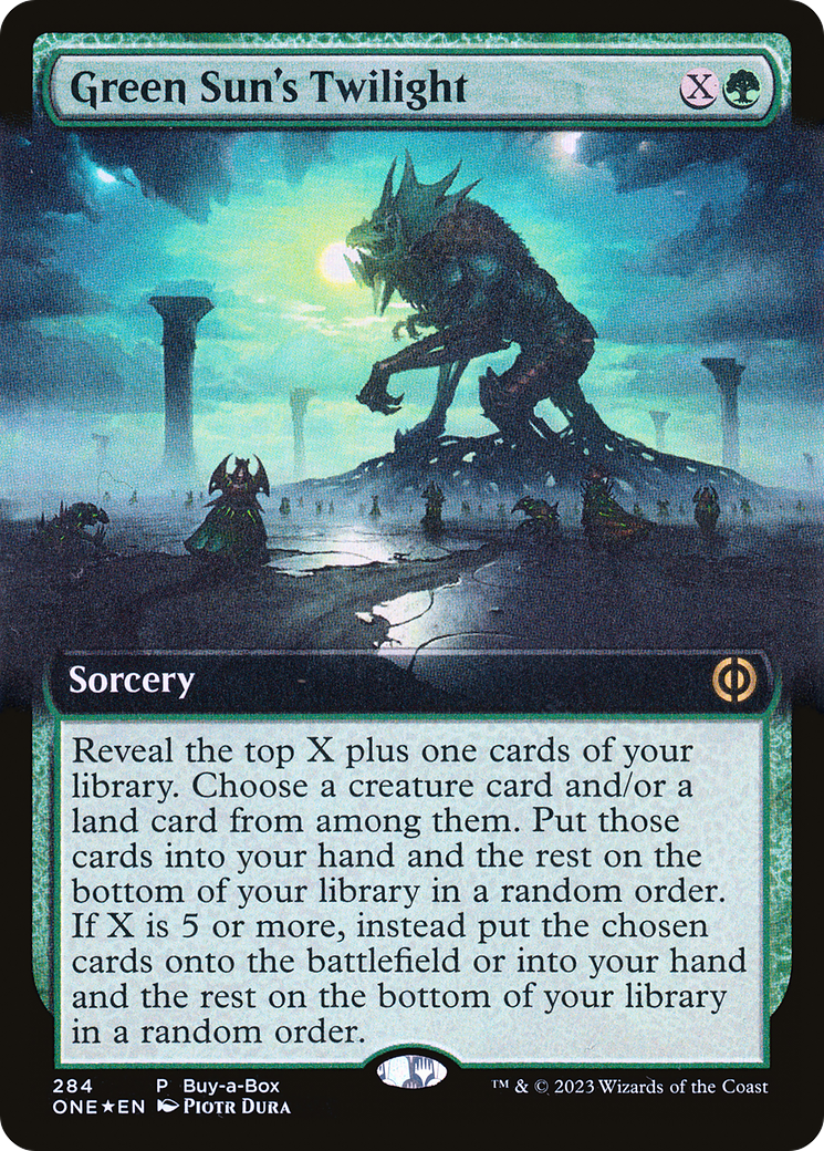 Crepúsculo del Sol Verde (Buy-A-Box) (Arte extendido) [Phyrexia: Todos serán uno] 