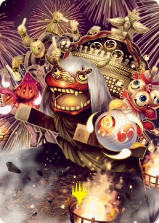 Tarjeta artística March of Reckless Joy (firma estampada en oro) [Kamigawa: Neon Dynasty Art Series] 