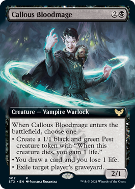 Callous Bloodmage (Arte extendido) [Strixhaven: Escuela de Magos] 