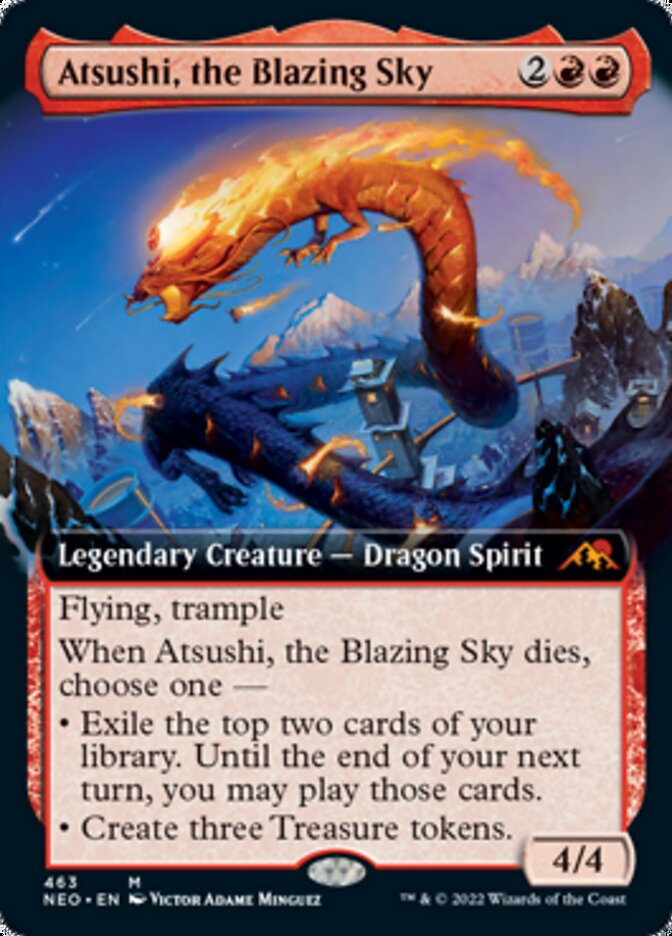 Atsushi, el cielo ardiente (arte extendido) [Kamigawa: Neon Dynasty] 