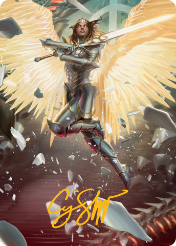Tarjeta artística del Arcángel Elspeth (firma estampada en oro) [Serie de arte March of the Machine] 