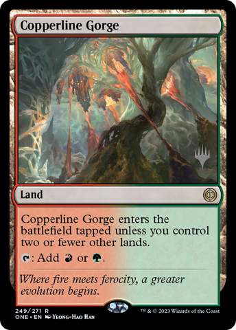 Copperline Gorge (paquete promocional) [Phyrexia: Promociones All Will Be One] 