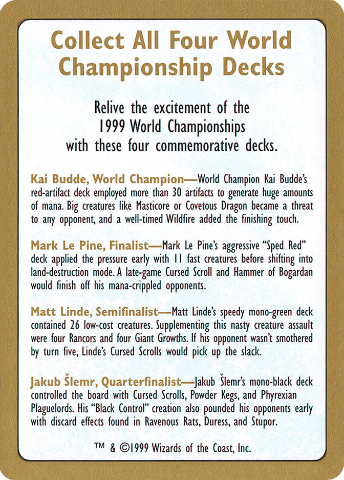 Anuncio del Campeonato Mundial de 1999 [Barajas del Campeonato Mundial 1999] 