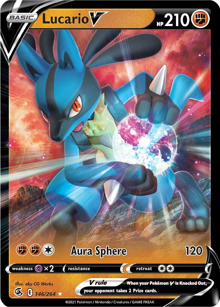 Lucario V (146/264) (Tarjeta Jumbo) [Espada y escudo: Golpe de fusión] 