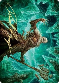 Tarjeta de arte Draugr Necromancer (firma estampada en oro) [Serie de arte Kaldheim] 