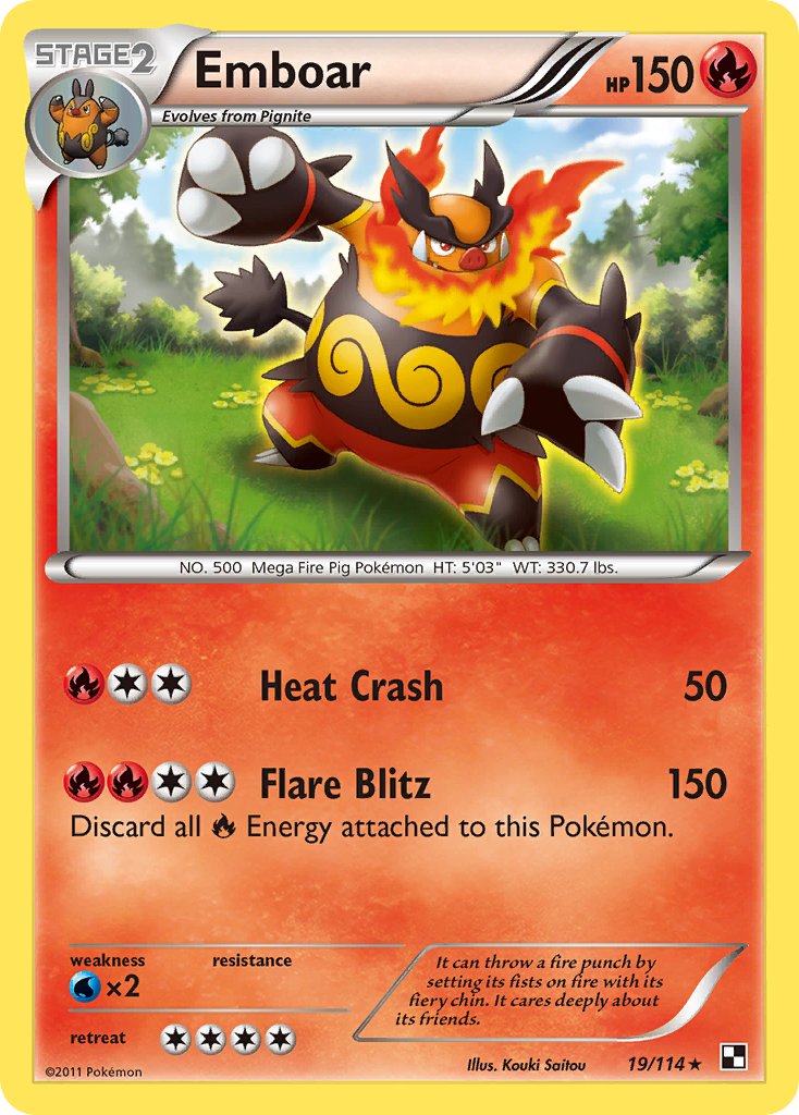 Emboar (19/114) (Cracked Ice Holo) (Exclusivo de la baraja temática) [Blanco y negro: Conjunto básico] 