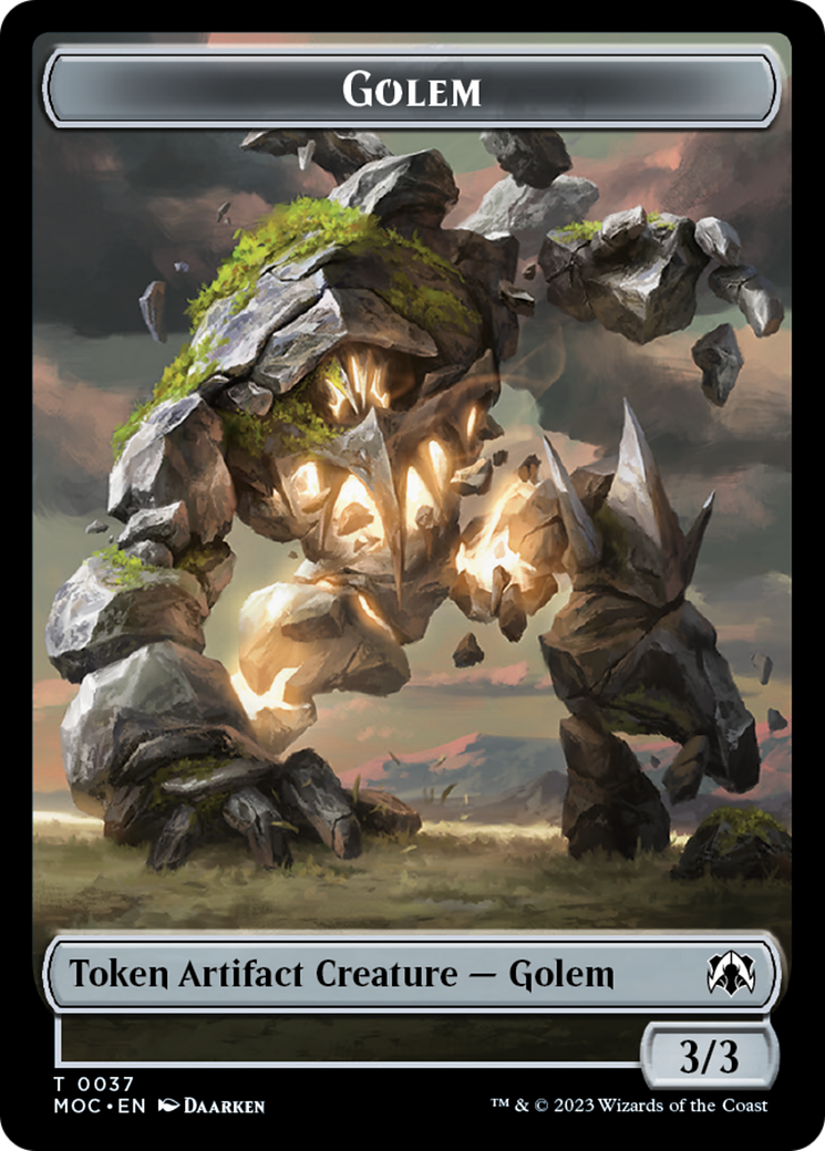 Golem // Ficha de sangre de doble cara [Fichas de Comandante de la Marcha de la Máquina] 