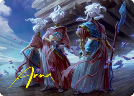 Tarjeta artística de Guardianes de Oboro (firma estampada en oro) [Kamigawa: Serie de arte de la dinastía Neon] 