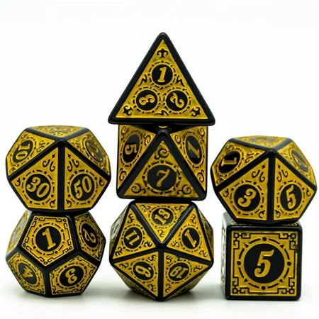 Set dados de rol estilo grabado (Amarillo)