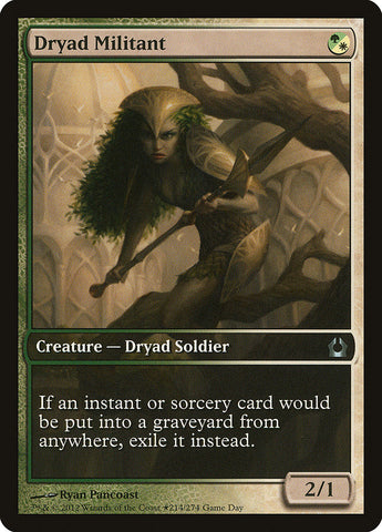 Dryad Militant (Día del juego) (Arte extendido) [Regresar a Promociones de Ravnica] 