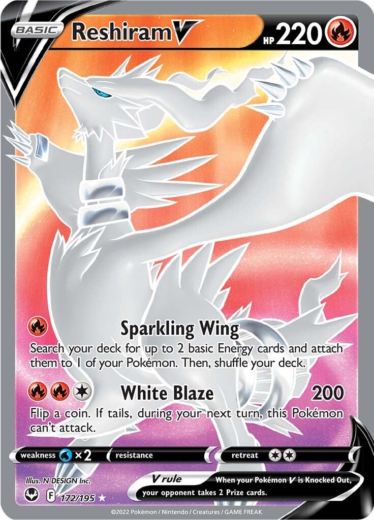 Reshiram V (172/195) [Espada y escudo: Tempestad de plata] 