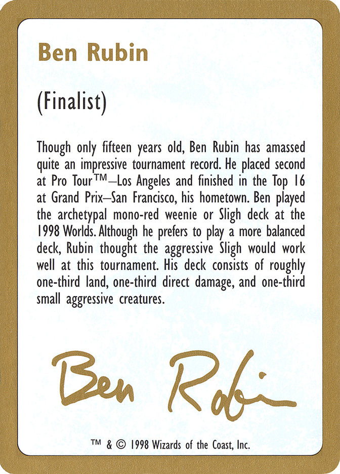 Ben Rubin Bio [Barajas del Campeonato Mundial 1998] 