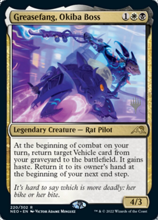 Greasefang, Okiba Boss (paquete promocional) [Kamigawa: Promociones de Neon Dynasty] 