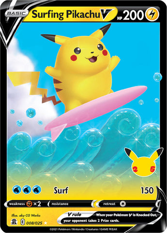 Surfeando Pikachu V (008/025) [Celebraciones: 25 Aniversario] 