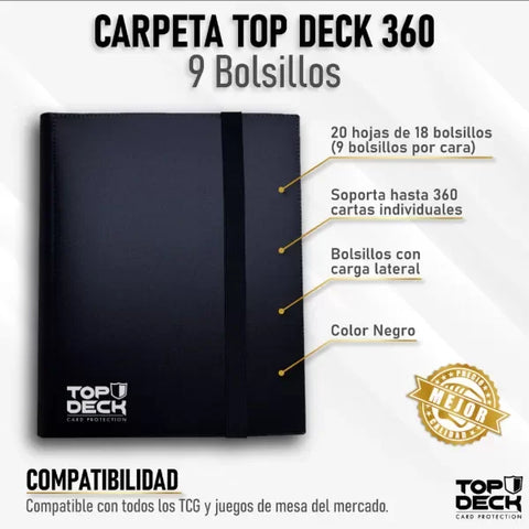 Carpeta con elástico negra - 360 bolsillos