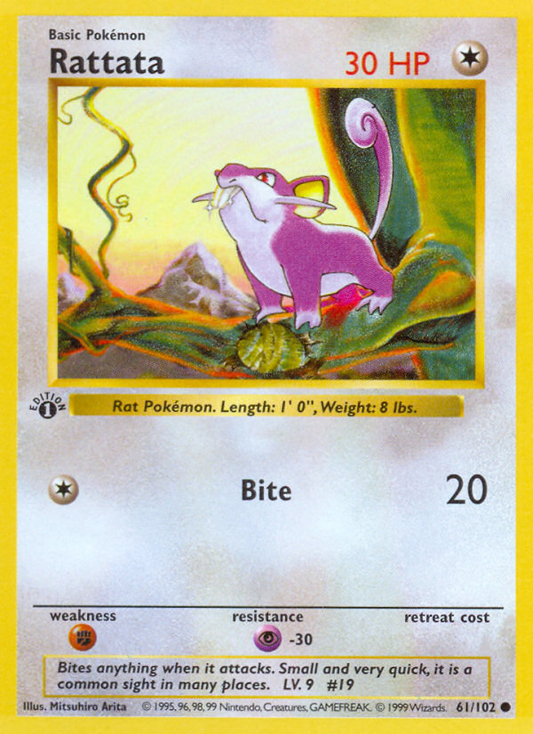 Rattata (61/102) (Shadowless) [Conjunto básico 1.ª edición] 