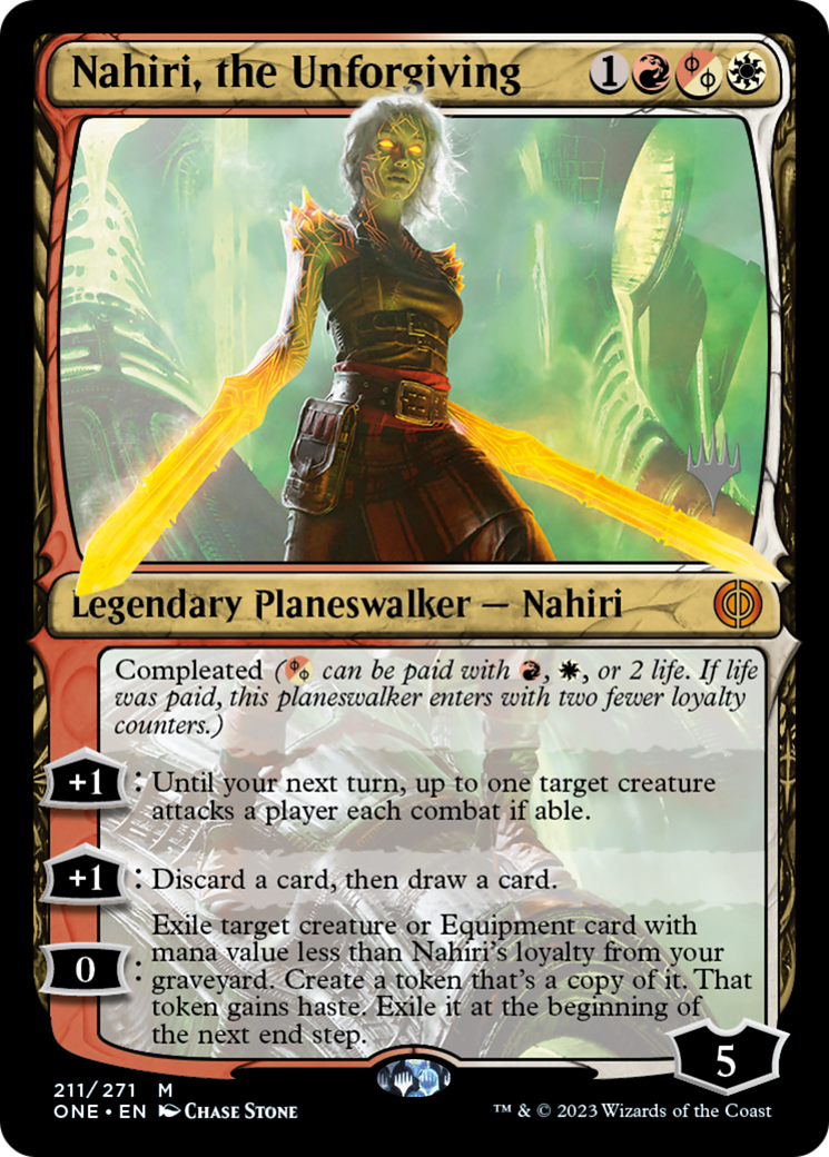 Nahiri, la implacable (paquete promocional) [Phyrexia: Promociones todos serán uno] 