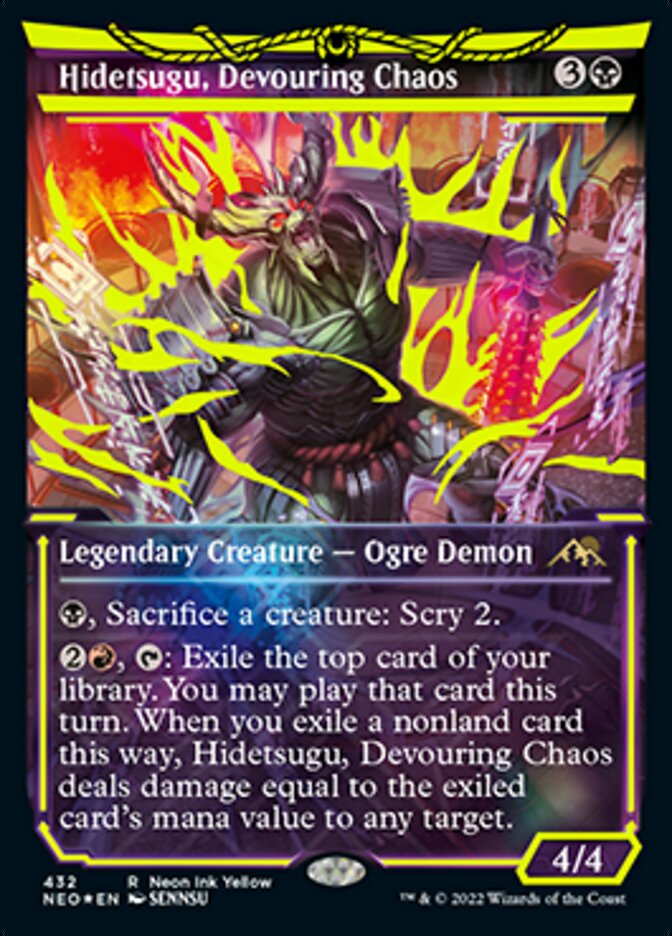 Hidetsugu, Caos devorador (amarillo tinta neón) [Kamigawa: Dinastía neón] 