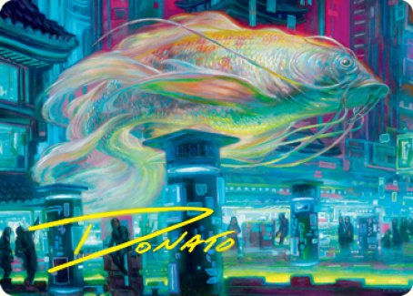 Tarjeta artística Skyswimmer Koi (firma estampada en oro) [Kamigawa: Neon Dynasty Art Series] 