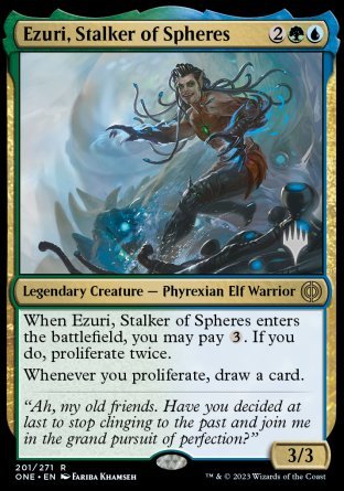 Ezuri, Stalker of Spheres (Paquete promocional) [Phyrexia: All Will Be One Promos] 