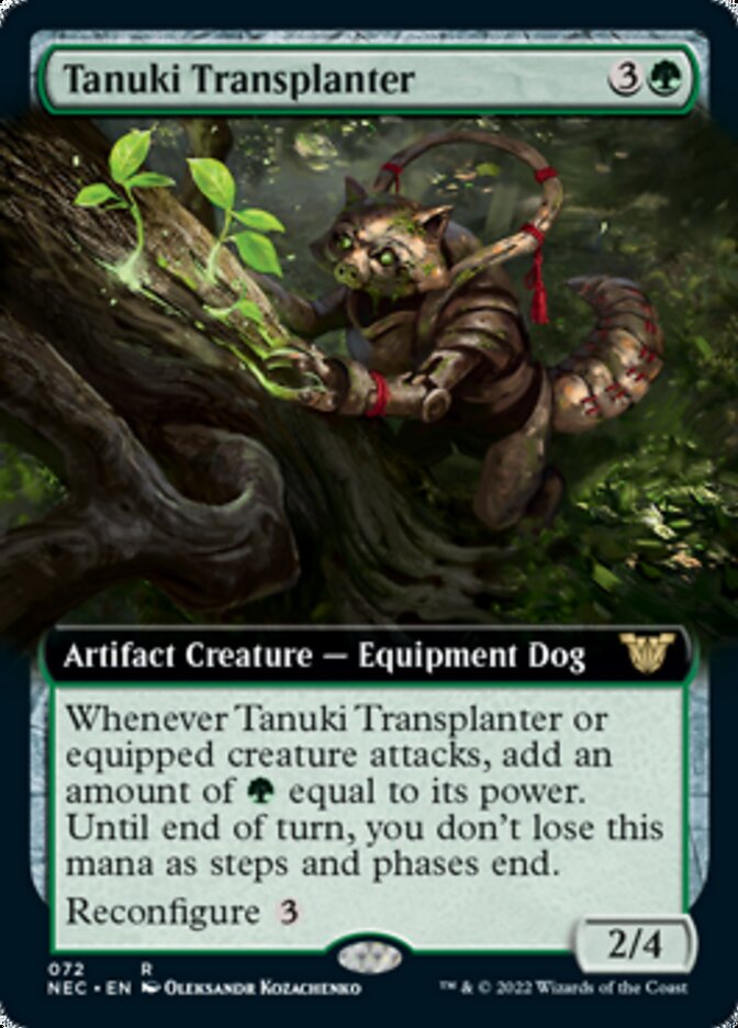 Trasplantador Tanuki (arte extendido) [Kamigawa: Neon Dynasty Commander] 