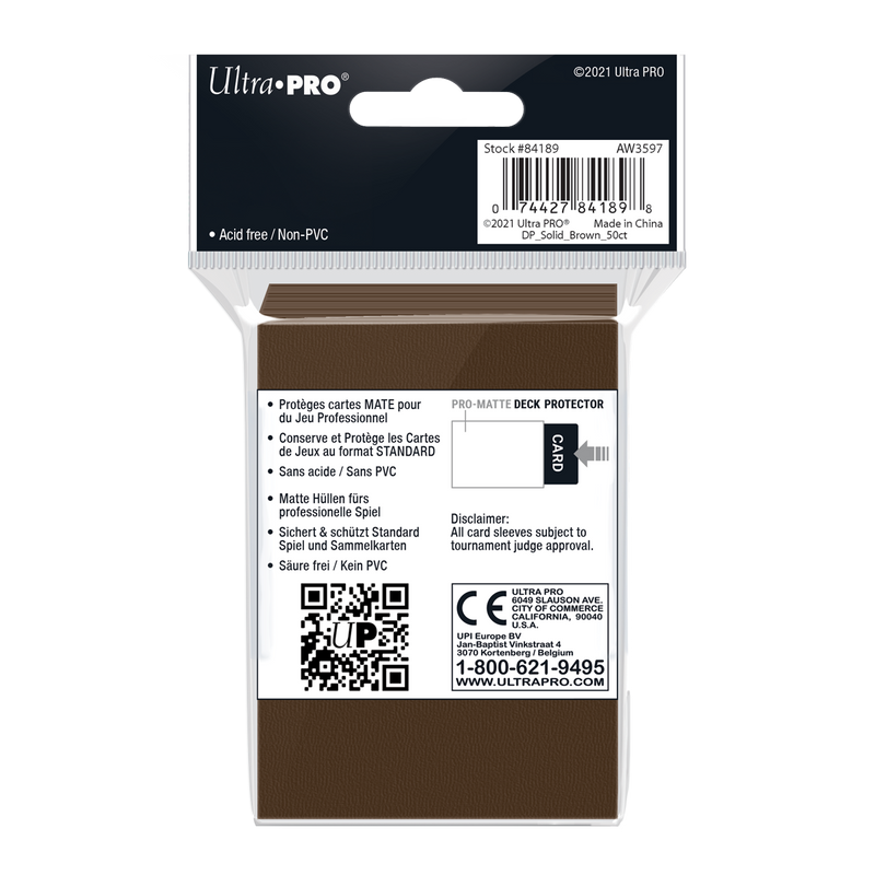 Ultra PRO: Standard 50ct Sleeves - PRO-Matte (Brown)
