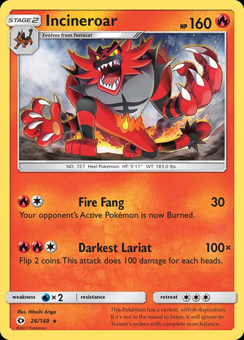 Incineroar (26/149) (Exclusivo de la baraja temática) [Sol y Luna: Conjunto básico] 