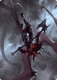 Tarjeta de arte del demonio Runa Ardiente [Serie de arte Kaldheim] 