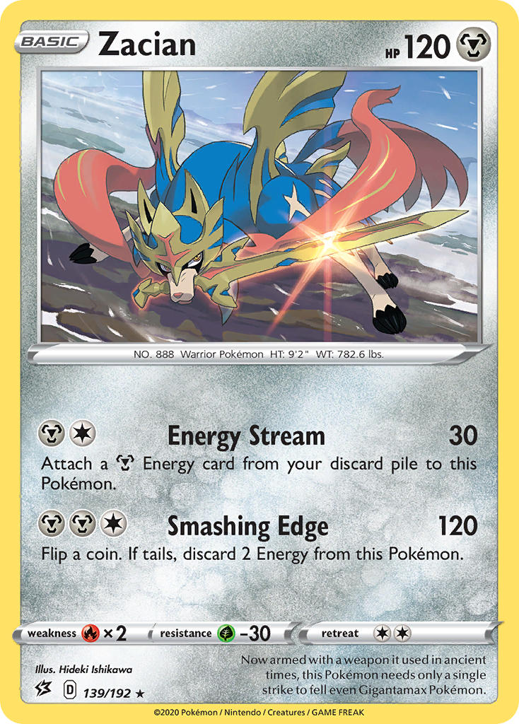 Zacian (139/192) (Cracked Ice Holo) (Exclusivos de la baraja temática) [Sword &amp; Shield: Rebel Clash] 