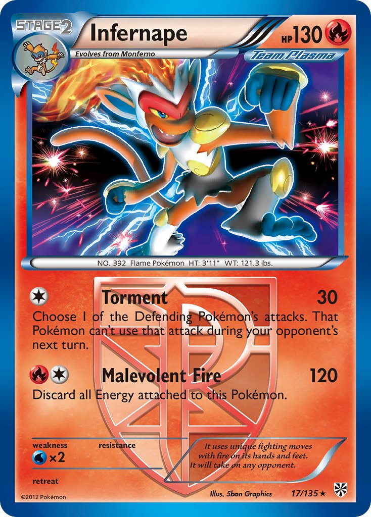 Infernape (17/135) (Exclusivo de la cubierta temática) [Blanco y negro: Tormenta de plasma] 