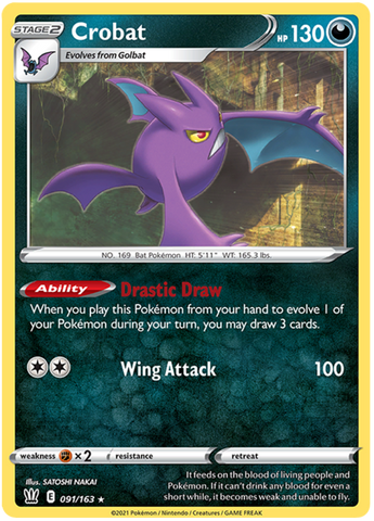 Crobat (091/163) (Exclusivo de la baraja temática) [Espada y escudo: estilos de batalla] 