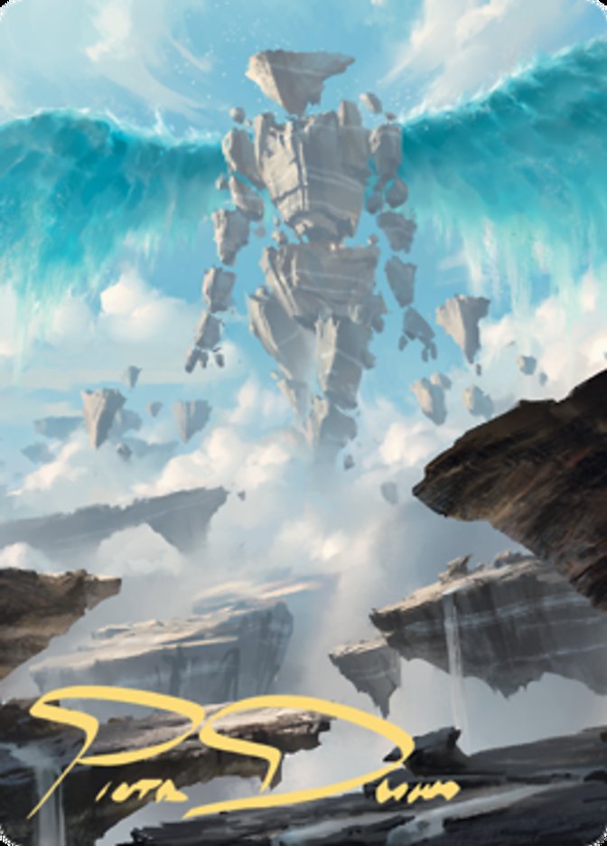 Tarjeta artística de la columnata celestial (firma estampada en oro) [Serie de arte Zendikar Rising] 