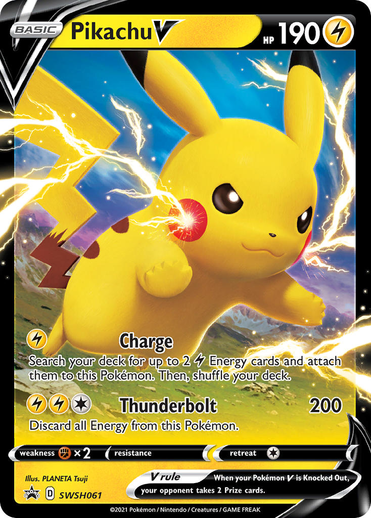 Pikachu V (SWSH061) (Tarjeta gigante) [Espada y escudo: Black Star Promos] 
