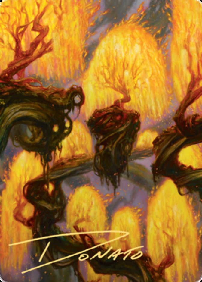Tarjeta artística de Grove of the Burnwillows (firma estampada en oro) [Serie de arte Zendikar Rising] 