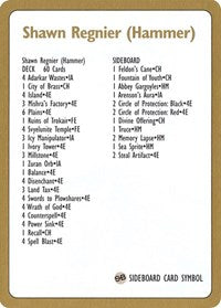 1996 Tarjeta de lista de mazo de Shawn "Hammer" Regnier [Mazos del Campeonato Mundial] 