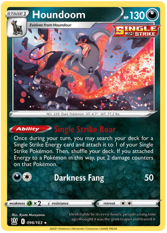 Houndoom (096/163) (Exclusivo de la baraja temática) [Espada y escudo: estilos de batalla] 