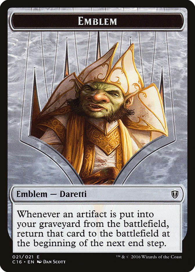 Daretti, emblema de Scrap Savant // Token de doble cara de Thopter [Fichas Commander 2016] 