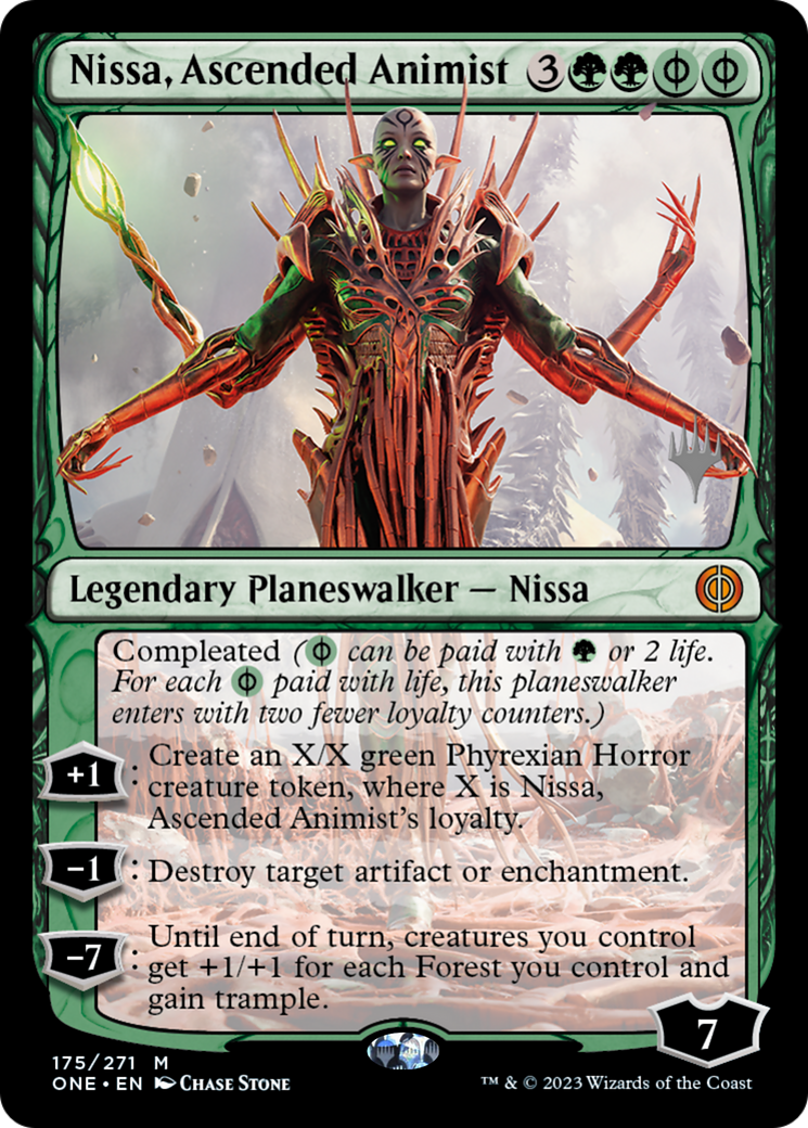 Nissa, animista ascendida (paquete promocional) [Phyrexia: Promociones todos serán uno] 