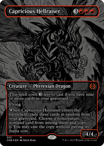 Capricious Hellraiser (lámina elevada de mancha de aceite) [Phyrexia: All Will Be One] 
