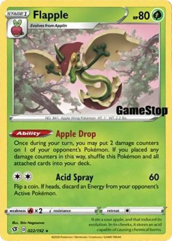 Flapple (022/192) (Exclusivo de Gamestop) [Espada y escudo: Rebel Clash] 