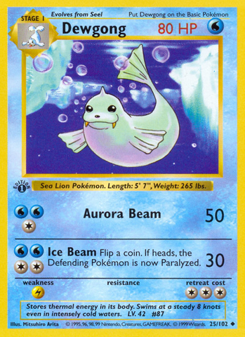 Dewgong (25/102) (Shadowless) [Conjunto básico 1.ª edición] 
