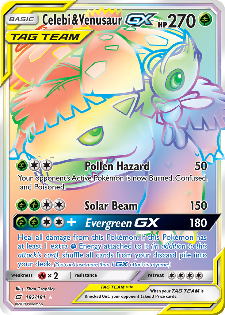 Celebi y Venusaur GX (182/181) [Sol y Luna: forman equipo] 