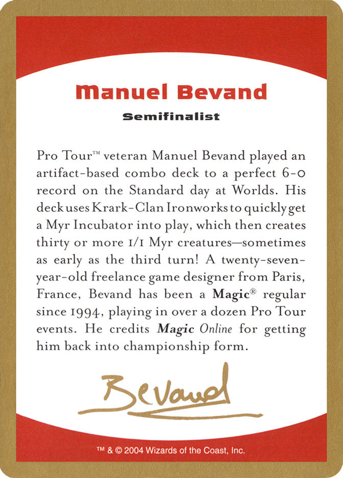 Manuel Bevand Bio [Barajas del Campeonato Mundial 2004] 