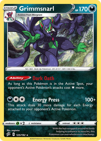 Grimmsnarl (125/192) (Exclusivo de la baraja temática) [Espada y escudo: Choque rebelde] 