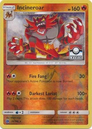 Incineroar (26/149) (Promoción de liga) [Sol y luna: conjunto básico] 