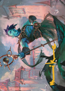 Tarjeta de arte Haughty Djinn (firma estampada en oro) [Serie de arte Dominaria United] 