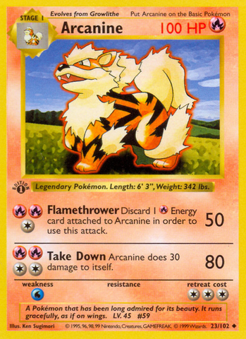 Arcanine (23/102) (Shadowless) [Conjunto básico 1.ª edición] 