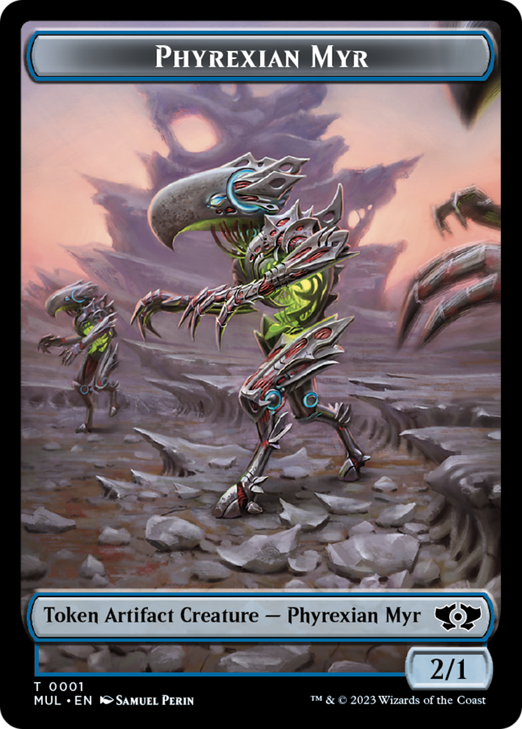 Phyrexian Myr // Ficha de doble cara del emblema del talento de Teferi [Fichas de la Marcha de la Máquina] 