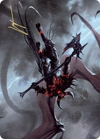 Tarjeta de arte demoníaco Burning-Rune (firma estampada en oro) [Serie de arte Kaldheim] 